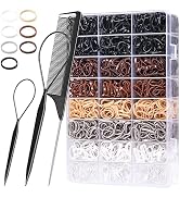 TsMADDTs Small Hair Ties Set, 2000PCS Rubber Bands with Organizer Box, 7 Natural Colors Clear Bla...