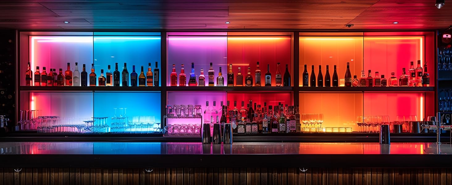 UVTaoYuan colorful neon lights with wine bar counter family commercial photography