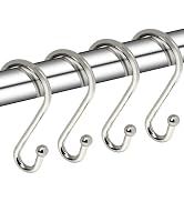 Metal Shower Curtain Hooks, Set of 12, Rust Proof Shower Curtain Hooks Rings, Durable S Shaped Ho...