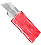 ainhue RU33 Retractable Utility Knife, 3 Inch Aluminum Handle with Pocket Clip, 5pcs SK5 Replacem...