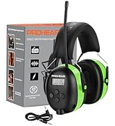 PROHEAR 027 AM FM Radio Headphones with Digital Display, 25dB NRR, Safety Ear Protection Earmuffs...