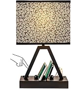 Briever USB C Touch Control Table Lamp, 3-Way Dimmable Desk Lamp with USB C & USB A and AC Outlet...