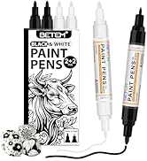 Betem 4 Count Dual Tip Oil Based Black White Paint Pen(0.7mm & 3mm), White Permanent Marker Black...