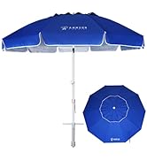 AMMSUN 8 Feet Large Beach Umbrella with Sand Anchor Heavy Duty High Wind Portable Outdoor Umbrell...