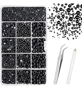TOAOB 13000pcs Black Flat Back Pearl Beads Half Round Imitation Pearls 2mm to 10mm Assorted Sizes...