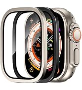 SWUU 2 Pack Tempered Glass Screen Protector with Titanium Alloy Frame Compatible with Apple Watch...
