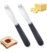 Fryhow 2 PCS Butter Spreader, Stainless Steel Butter Knife Spreader, 3 in 1 Butter Curler with Ho...