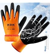 KDK Winter Waterproof Gloves for Men and Women, Work Gloves for Cold Weather, Thermal Insulated F...