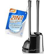 LOVLOY Toilet Plunger and Brush, Bowl Brush and Heavy Duty Toilet Plunger Set with Ventilated Hol...