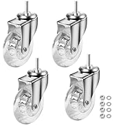 3 inch Stem Caster Wheels, M8×25mm Threaded Stem Castors Wheels, 360 Degree Rotated Crystal Clear...