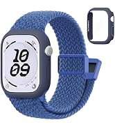 Braided Magnetic Clasp Band with Case for Kids Apple Watch 38/40/41/42/44/45mm, Nylon Elastic Str...