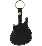 CALFOVERA PU Leather Guitar Picks Case Keychain with Keyring Portable Plectrums Bag Handmade Guit...