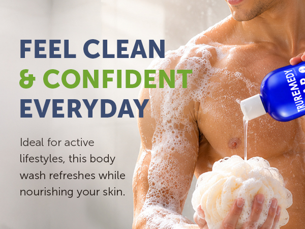 Man Washing Himself With Body Wash