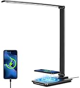 LED Desk Lamp with 10W Wireless Charger and USB Charging Port,Study Desk Lamp Reading Lamps for O...