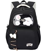Armbq Black Kids Backpack for Teen Girls School Backpack for Elementary Middle School Kawaii Mult...