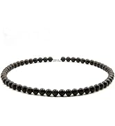 vv8oo Bian Shi Necklace Black Stone Beads Round for Men Women (8)