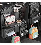 FASTAGEI 2 Pack Universal Premium Leather Foldable Car Backseat Organizer with Table Tray, Seat B...