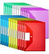 Plastic Envelopes with Pockets, LEOBRO 24 Pack Plastic Envelopes with Snap Closure, Plastic File ...
