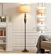 63.8" Vintage Floor Lamp with Rotary Switch, Dimmable Color Temperature Standing Lamp, Retro Farm...