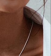 FUNEIA 925 Sterling Silver Necklace for Women Trendy Dainty Real Silver Chain Necklace Simple Thi...