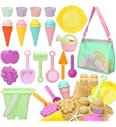 Tagitary Beach Sand Toys for Kids, Beach Toys 23PCS Set with Ice Cream Cake Sand Molds, Mesh Beac...