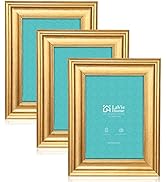 LaVie Home 5x7 Picture Frames (3 Pack, Gold) Photo Frame Set with High Definition Glass for Wall ...