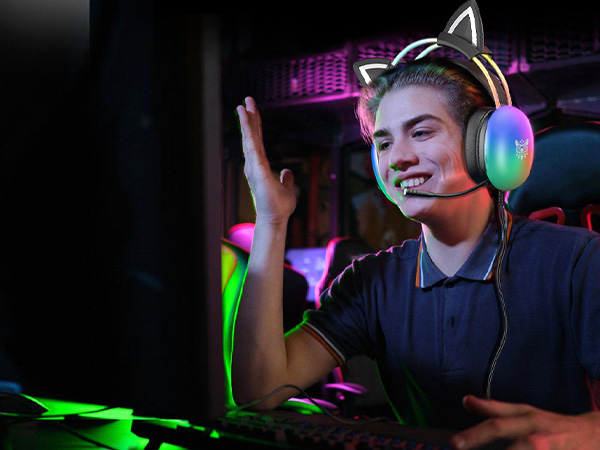 Cat ear headphone for pc game gaming