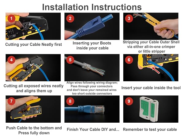RJ45 Crimp Tool Installation Instruction Steps