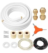 25 Ft Mini split Line set, 1/4"& 3/8" 0.D. Flared copper TubingPipes & 3/8" Thickened PE insulate...