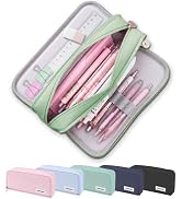 FAHZON Cute Pencil Case, 3 Large Compartments Pencil Pouch, Elastic Pen Slots&Mesh Pockets for St...