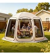 VEVOR 12 x 11 ft Pop up Screen House Tent, 10-12 Person Screen Gazebo w/Carry Bag, Netting Sides ...
