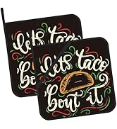 Taco,Let's Taco Bout it Pot Holders 2 PCS for Kitchen, Heat Resistant Hot Pads for Cooking Grilli...
