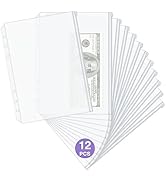 Ospelelf 6-Ring A5 Binder Pockets 12pcs, Waterproof PVC Sheet Protectors with Zipper, Organizer f...