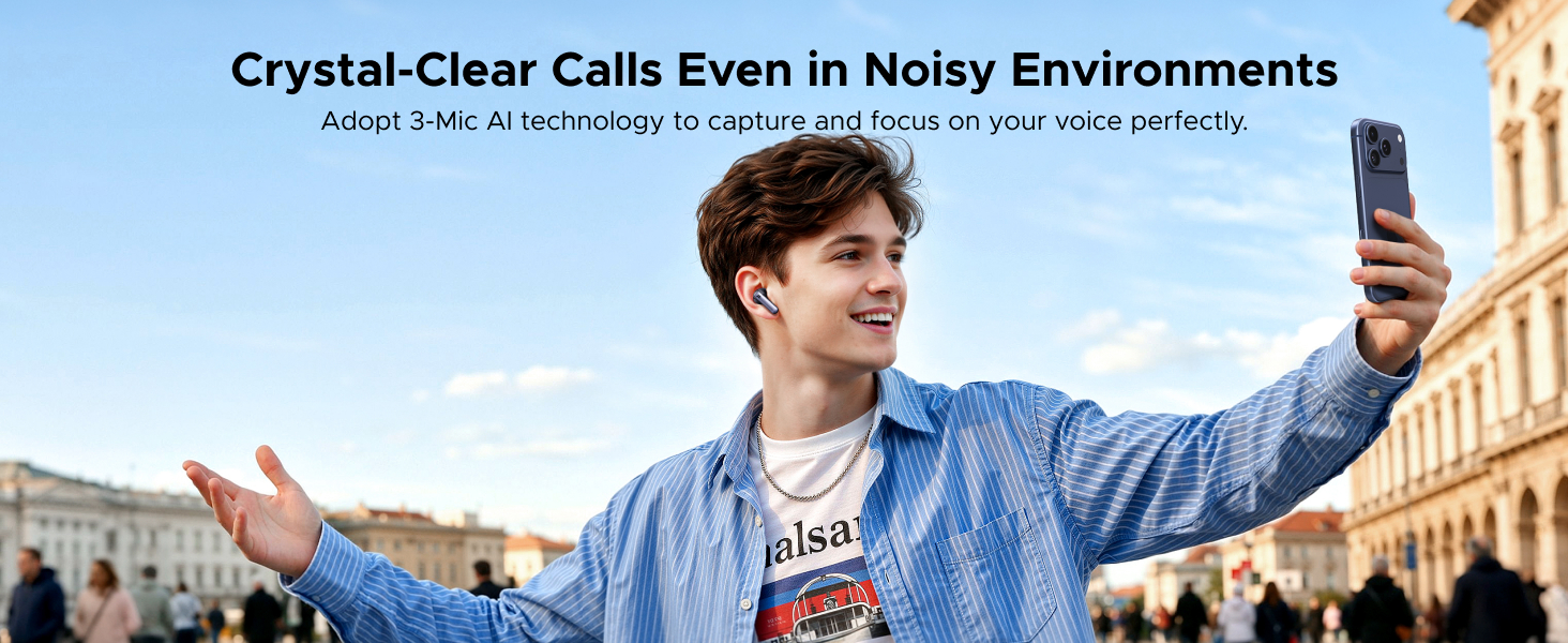 Wireless earphone with 6 Mics