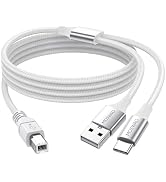 MOSWAG 2in1 USB C to USB B Printer Cable 5FT/1.5M with USB Printer Cable USB A-Male to B-Male Cab...