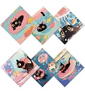CREATCABIN 6 Packs Cute Cat Glasses Cleaning Cloth Microfiber Cloth Soft Multi-Color Sunglasses C...