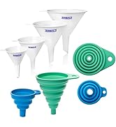 Terbold Funnel Combo Set | Plastic Nesting Funnels 4pc + Silicone Collapsible Funnels 4pc for Kit...
