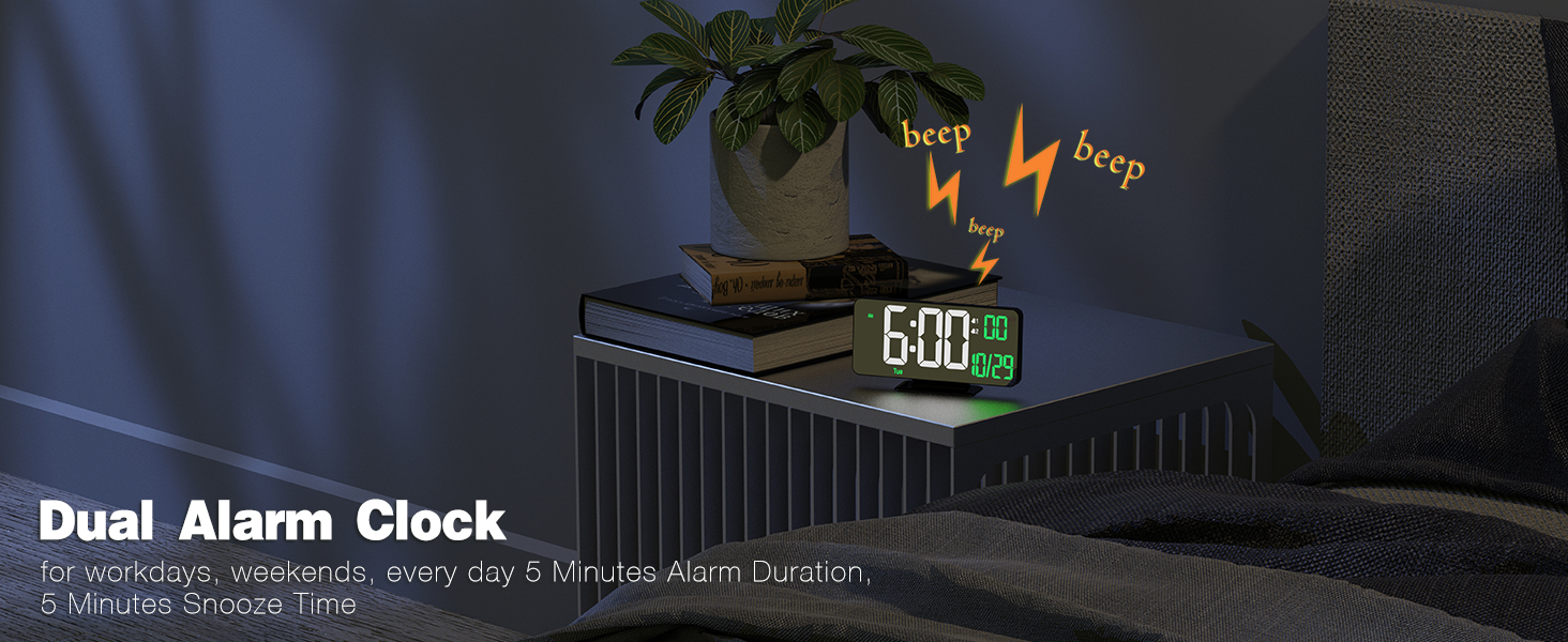 led clock with dual alarm