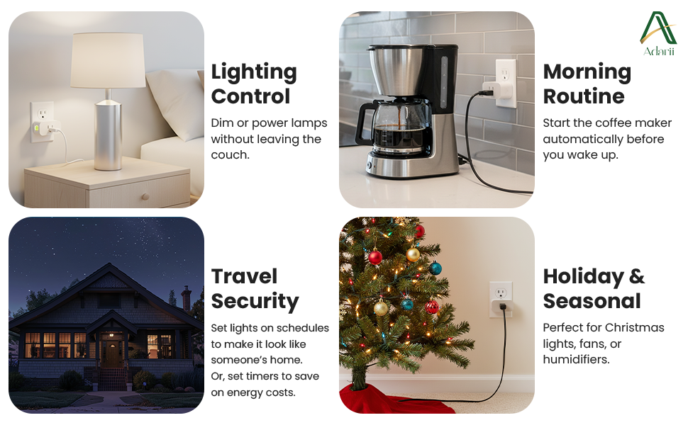 Setting a timer or schedule to automatically control appliances like a fan or coffee maker