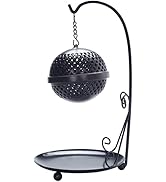 KALLORY Backflow Incense Holder Ceramic Burner with Iron Frame Hanging Ball, Waterfall Incense Bu...