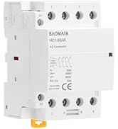 Baomain 4 Pole Contactor with 120volt AC Coil 50A HC1-63 Universal Circuit Control 35mm DIN Rail ...