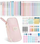 GUGUKUKU 58Pcs Aesthetic Office Supplies with Cute Pencil Case,12 Pastel Highlighters, 5 Gel Pens...