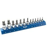 Titan 85531 13-Piece Metric Hex Bit Socket Set, Magnetic Socket Organizer with Laser-Etched Size ...