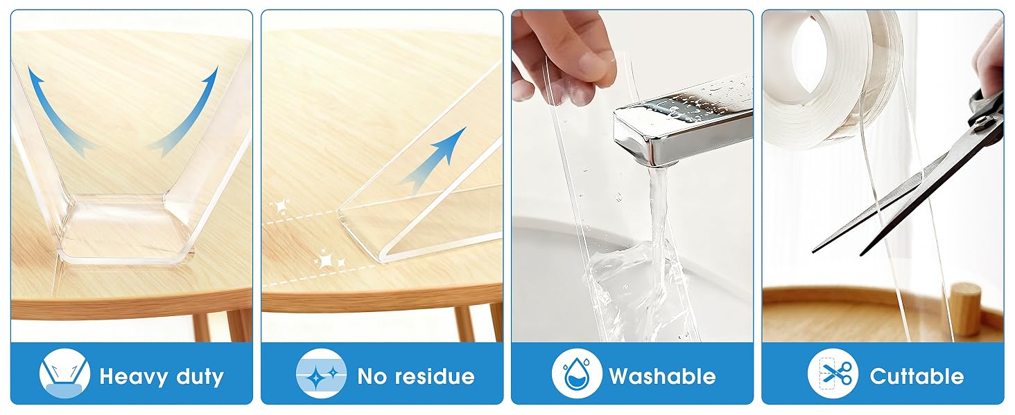 Double Sided Tape Heavy Duty, Nano Double Sided Adhesive Tape, Clear Mounting Tape Picture Hanging