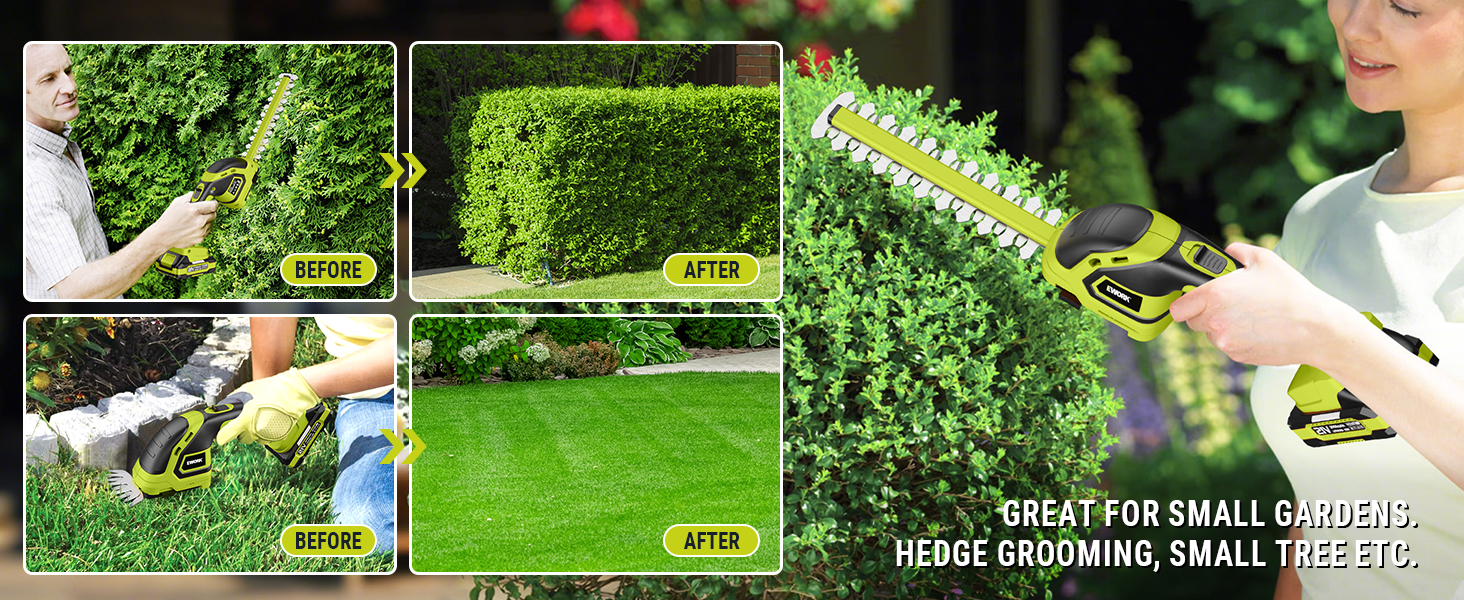 EWORK 21V Cordless Hedge Trimmer With Battery And Charger Included