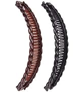2 Pack One Black And One Brown Large Banana Clips Fish Long Hair Comb Grip, Large Banana Clips fo...