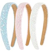Glitter Headbands for Girls 3Pcs Sparkly Toddler Head bands Pink Sequins Headbands School Headban...