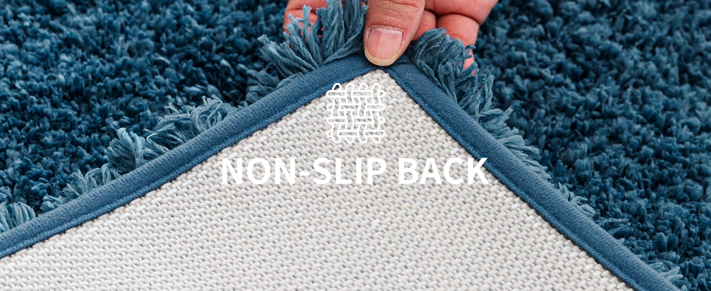 Bathroom Rugs Non Slip Washable Ultra Soft Absorbent Bath Mat Quick Dry Shaggy for Tub Blue Decor