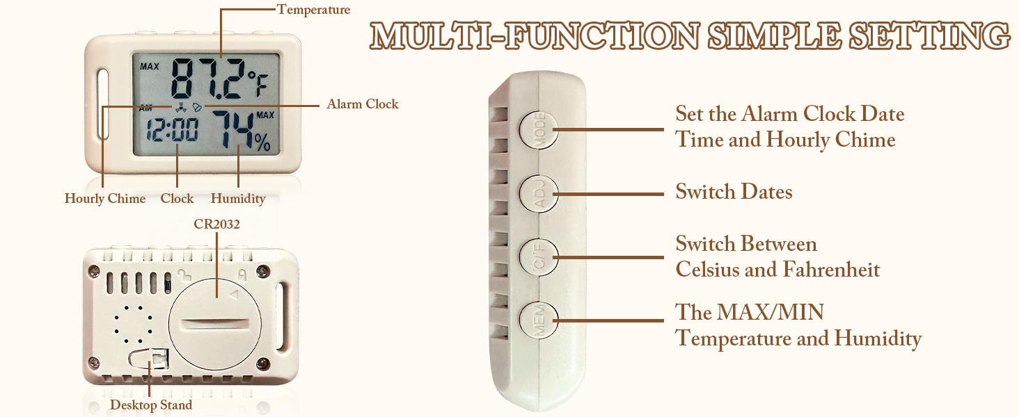 humidity meter with alarm clock