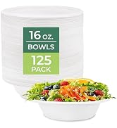 Freshware Paper Bowls - Disposable 16 oz. Soup Bowl, 125-Pack Sugarcane Bowls